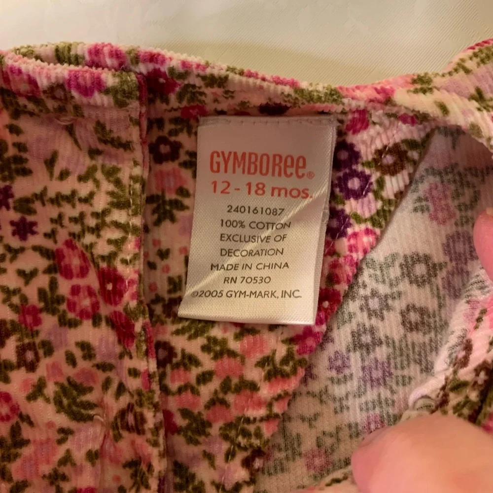 EUC Bundle: Lightweight Pink Floral Smocked Corduroy Dress, Bonus Striped Tee